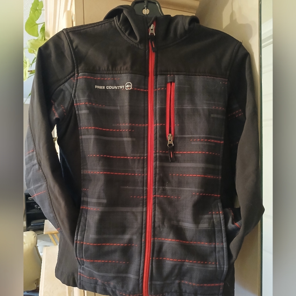 Free Country Boys Black Jacket with Red Accents Size Med 7-8